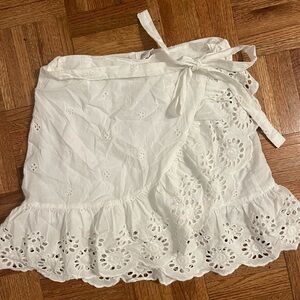 White Eyelet Skirt with Tie Detail